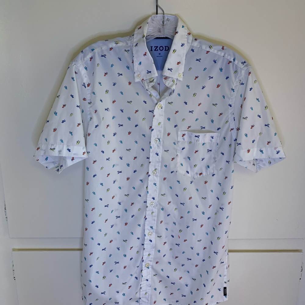 IZOD White Patterned Men's Shirt